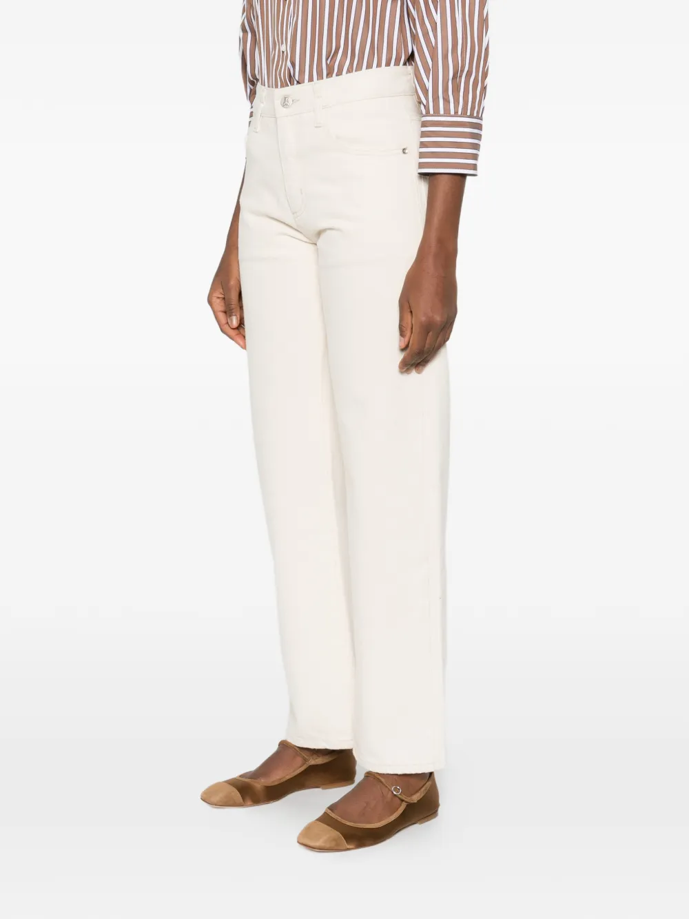  Patrizia Pepe Logo-button Straight-leg Jeans - Neutrals 