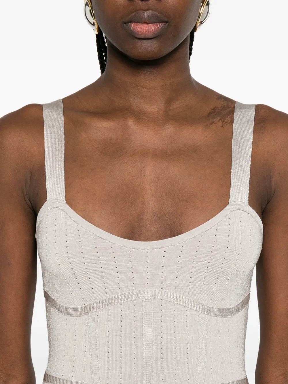 Patrizia Pepe Getailleerde midi-jurk met jacquard Grijs