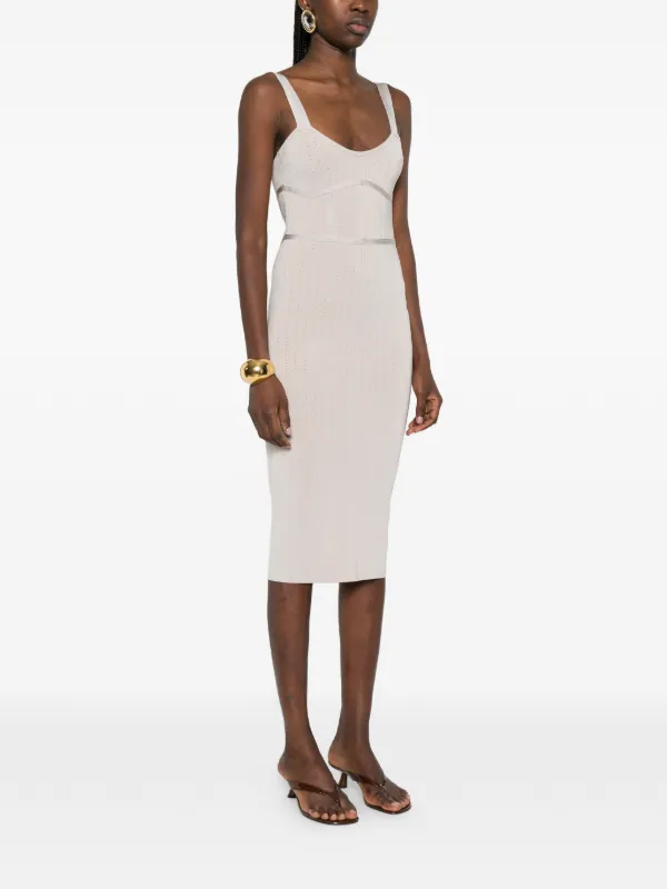 Patrizia Pepe Fitted Jacquard Knit Midi Dress | Grey | FARFETCH ID