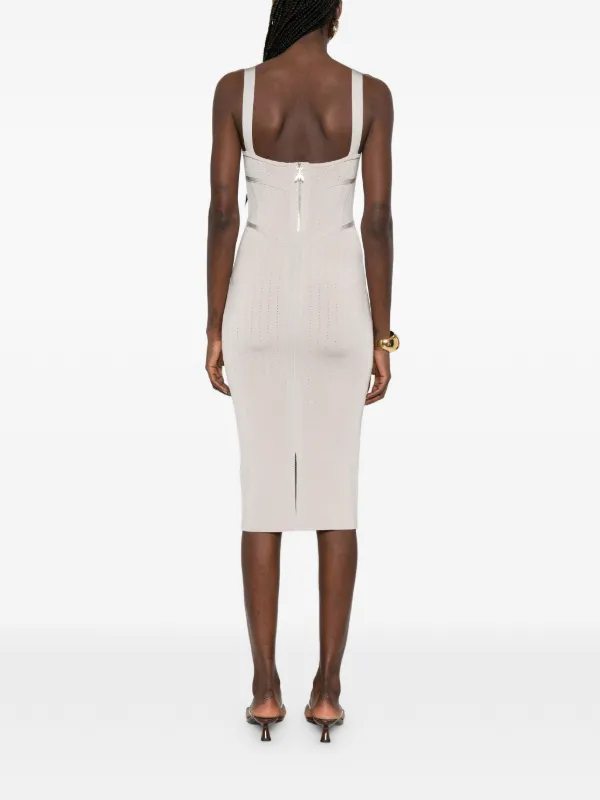 Patrizia Pepe Fitted Jacquard Knit Midi Dress | Grey | FARFETCH ID