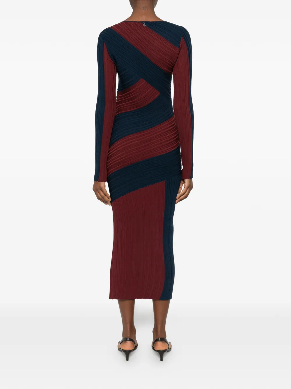 Patrizia Pepe Sculpturale gebreide midi-jurk Rood