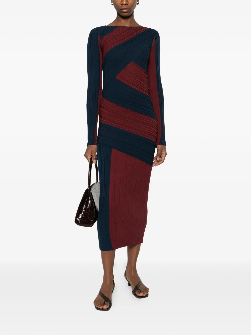 Patrizia Pepe Sculpturale gebreide midi-jurk Rood