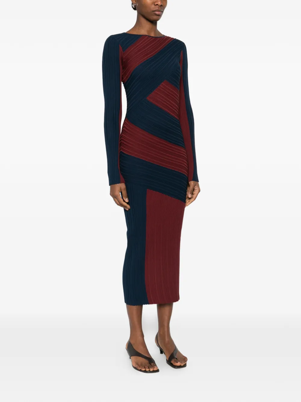 Patrizia Pepe Sculpturale gebreide midi-jurk Rood