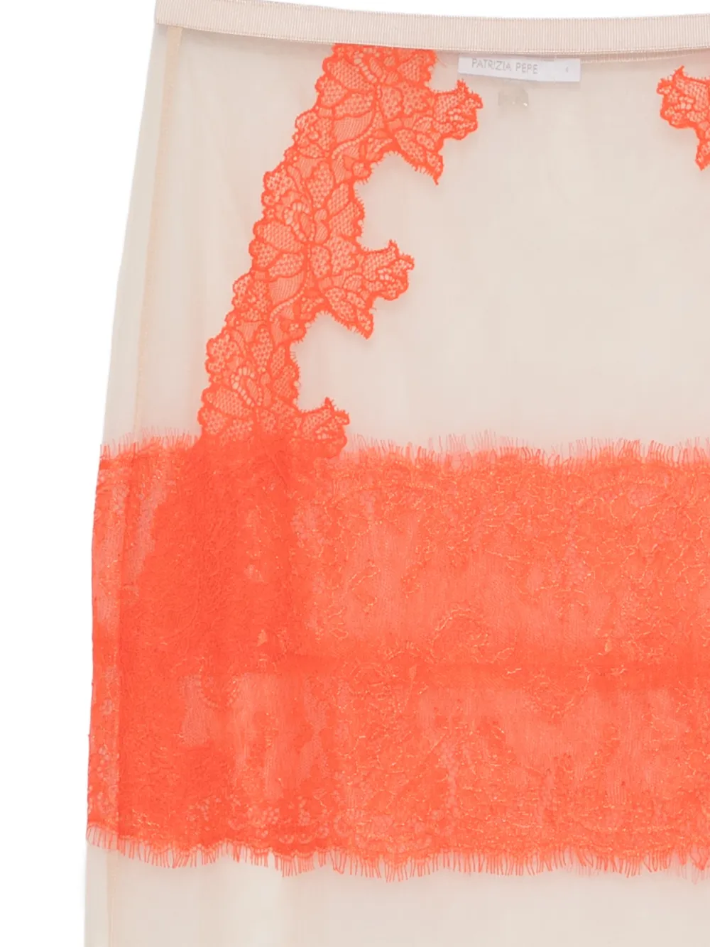  Patrizia Pepe Lace-detail Midi Skirt - Neutrals 