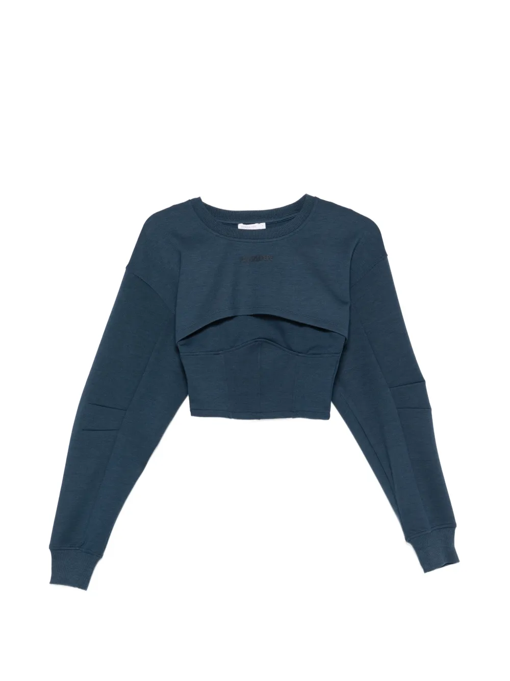 Patrizia Pepe double layer cropped bustier sweatshirt - Blu