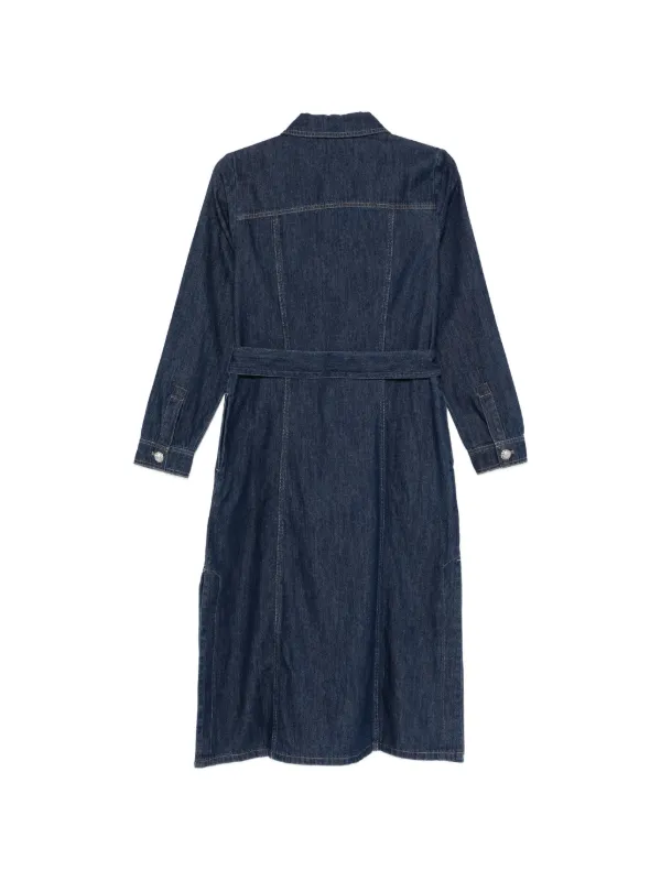 Dkny Self Belt Midi Dress - Blue