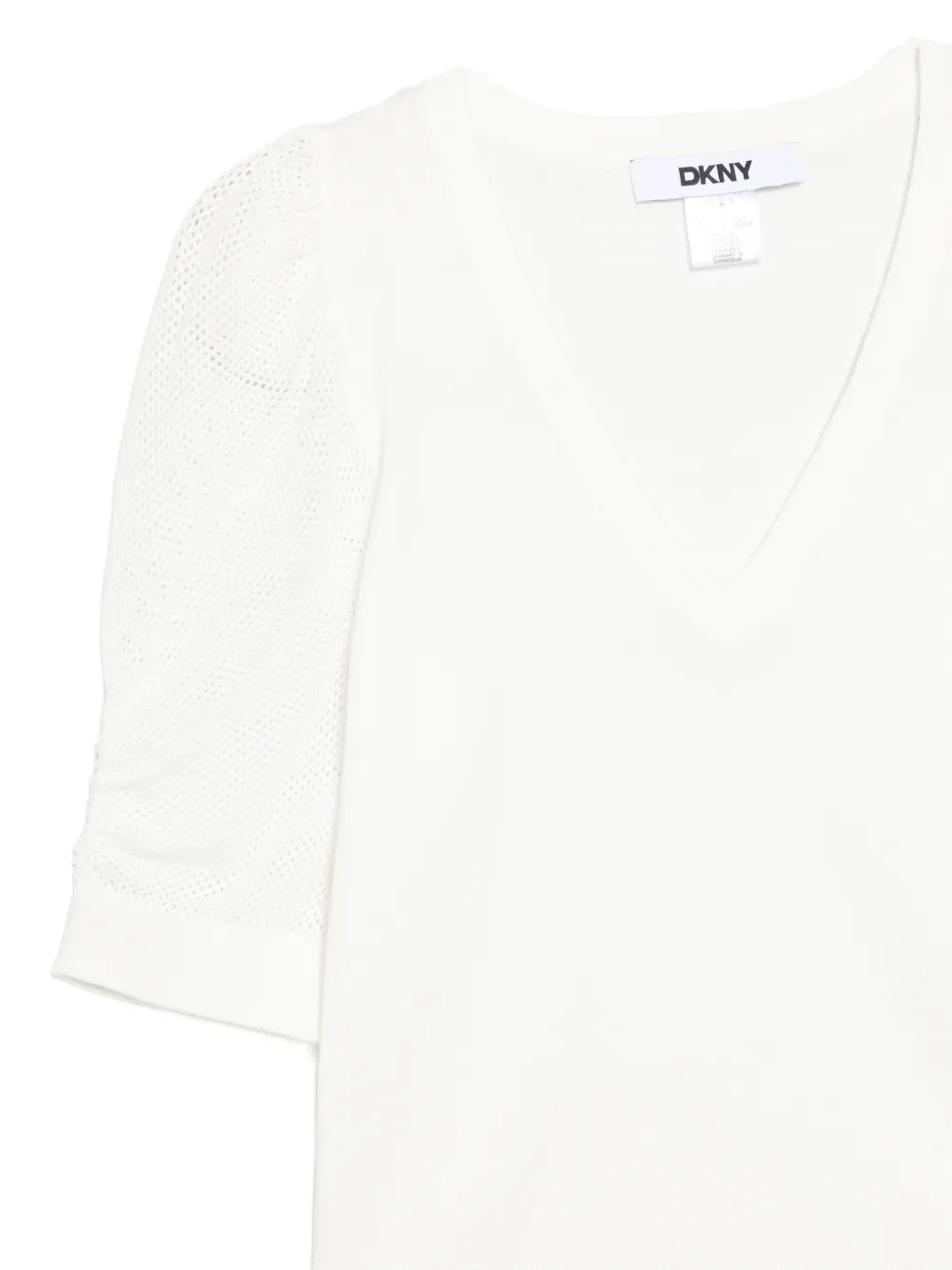 DKNY Top met pofmouwen en V-hals Beige