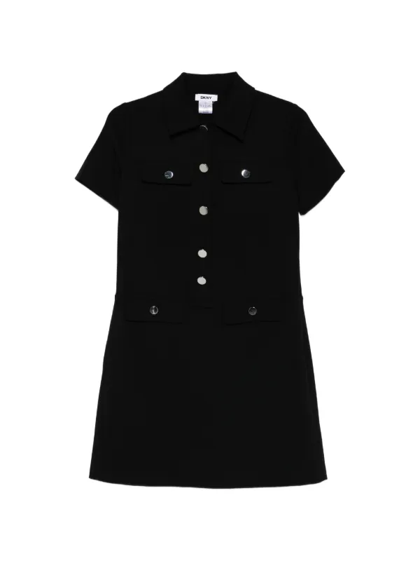 dkny mini dress DKNY Women's Smocked Waist MINI Shirt Dress in Black