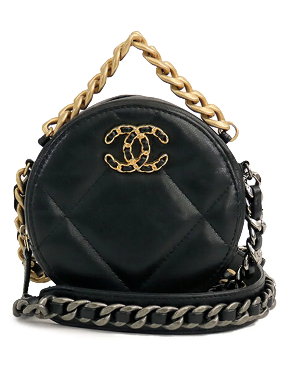 CHANEL Pre-Owned 2020 Quilted Lambskin 19 Round Clutch with Strap satchel - Nero