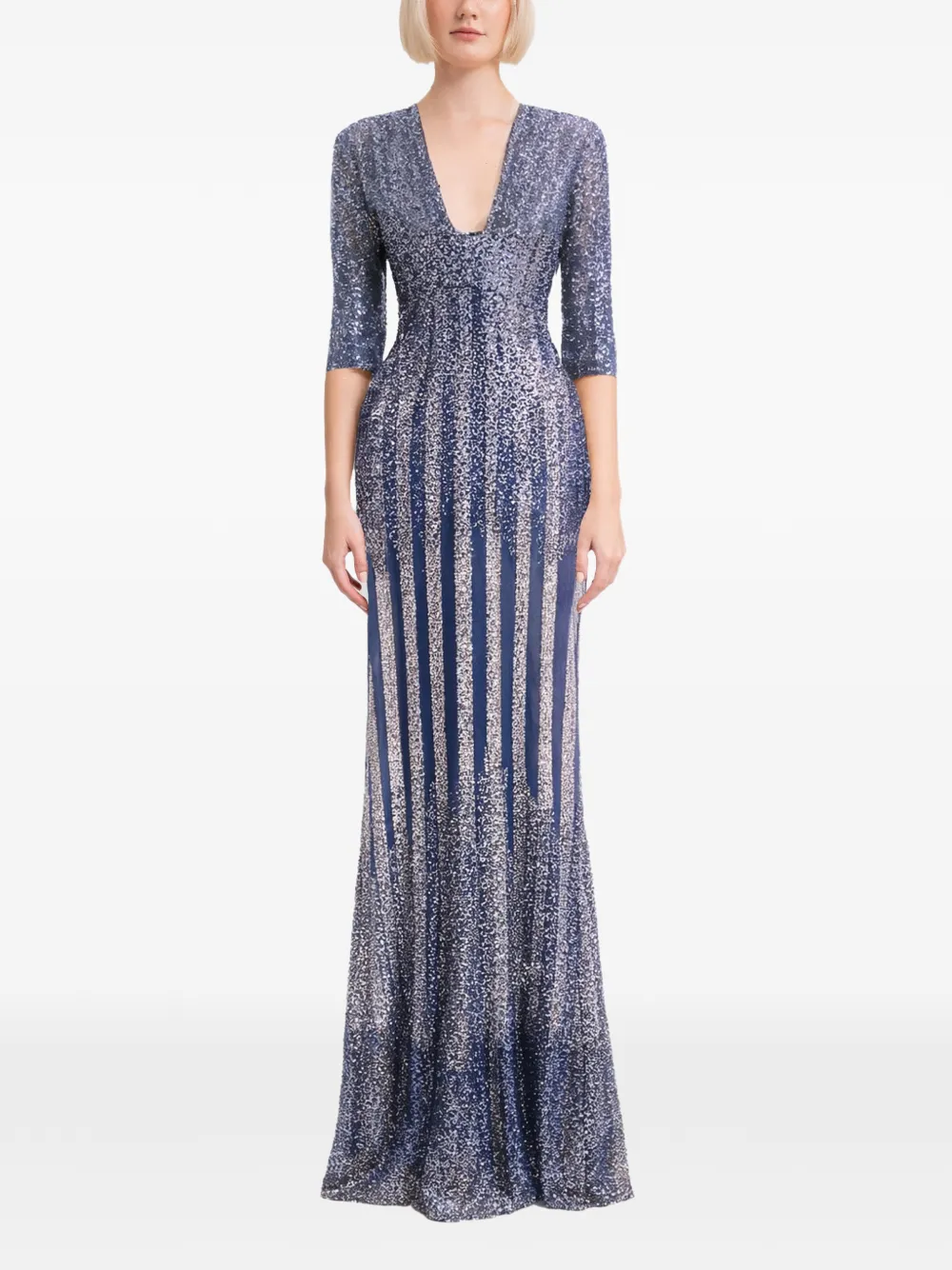 Gemy Maalouf sequin-embellished striped dress - Blu
