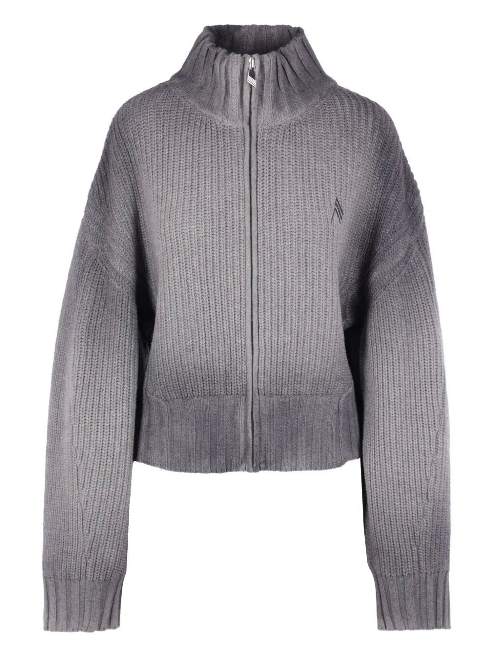 The Attico zip logo-embroidered sweater - Grey