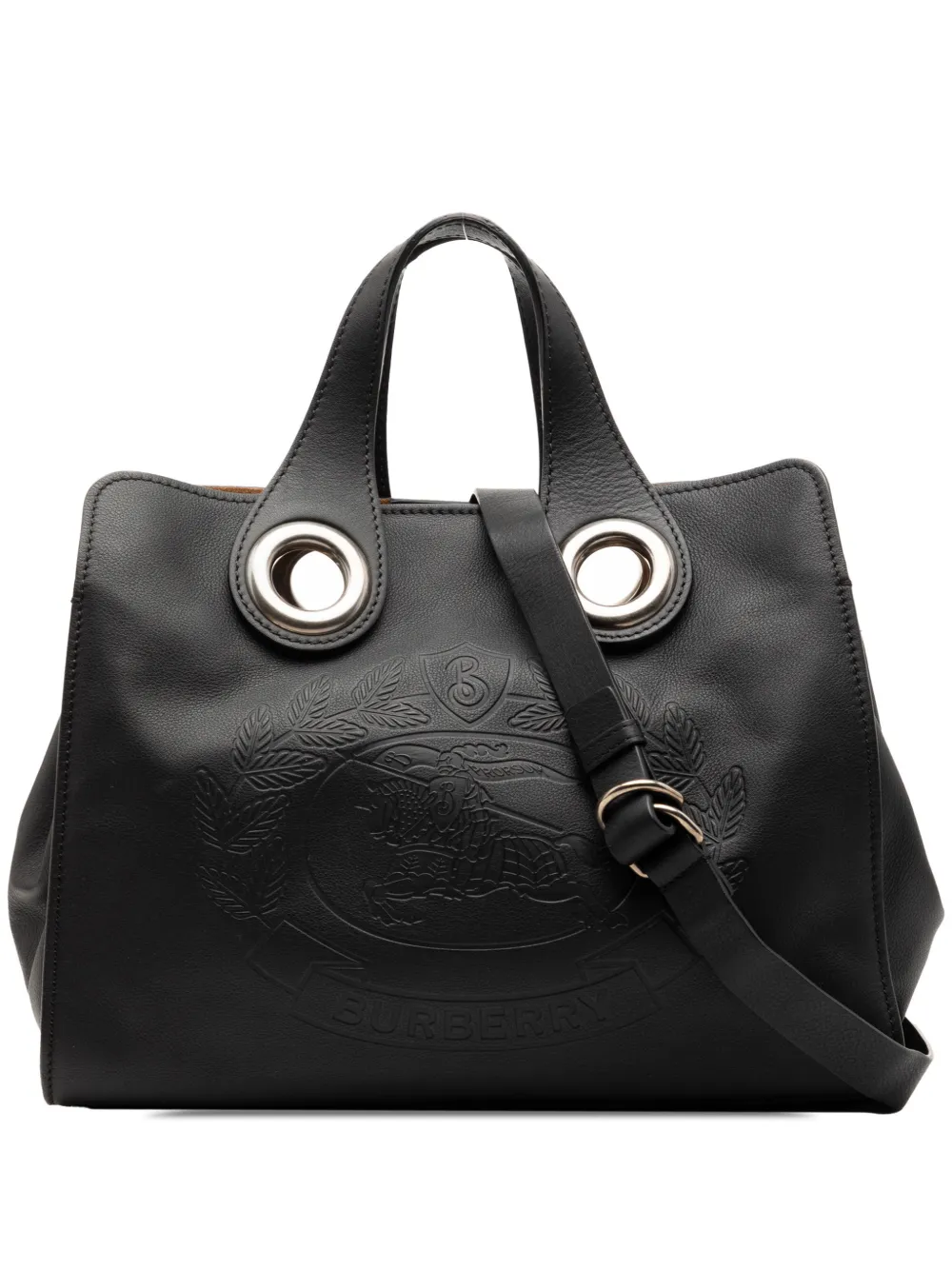 Burberry Pre-Owned 2010-2025 Crest Embossed Smooth Calfskin Grommet satchel - Black