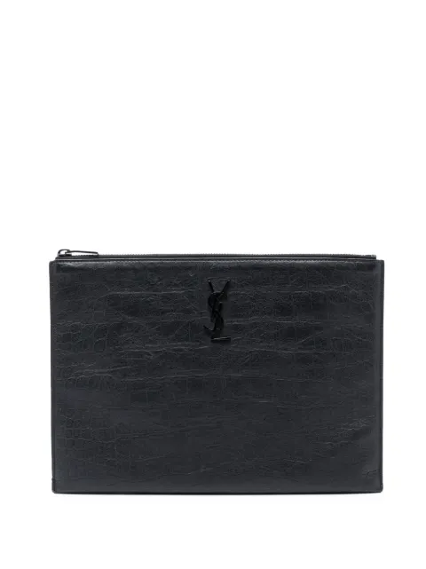 Saint Laurent Pre-Owned 2020 Croc Embossed Leather Monogram clutch bag