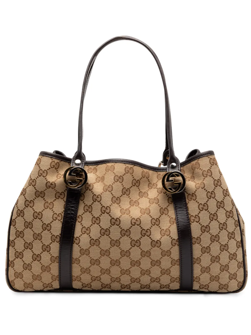 Pre-owned Gucci 2000-2015 Gg Canvas Twins Tote Bag In Brown