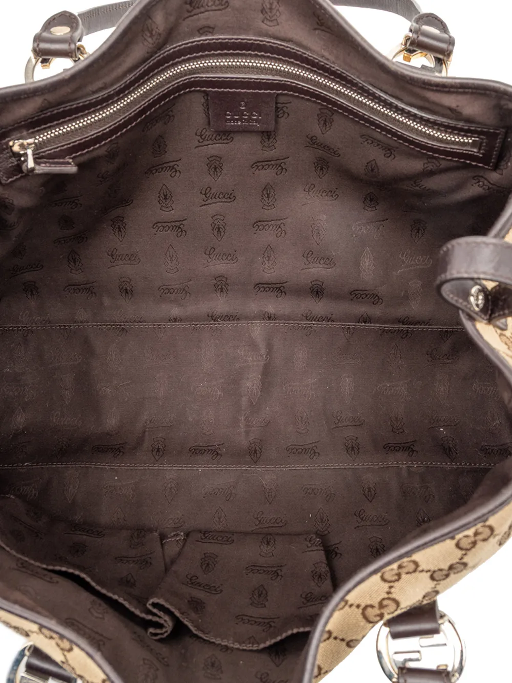 Pre-owned Gucci 2000-2015 Gg Canvas Twins Tote Bag In Brown