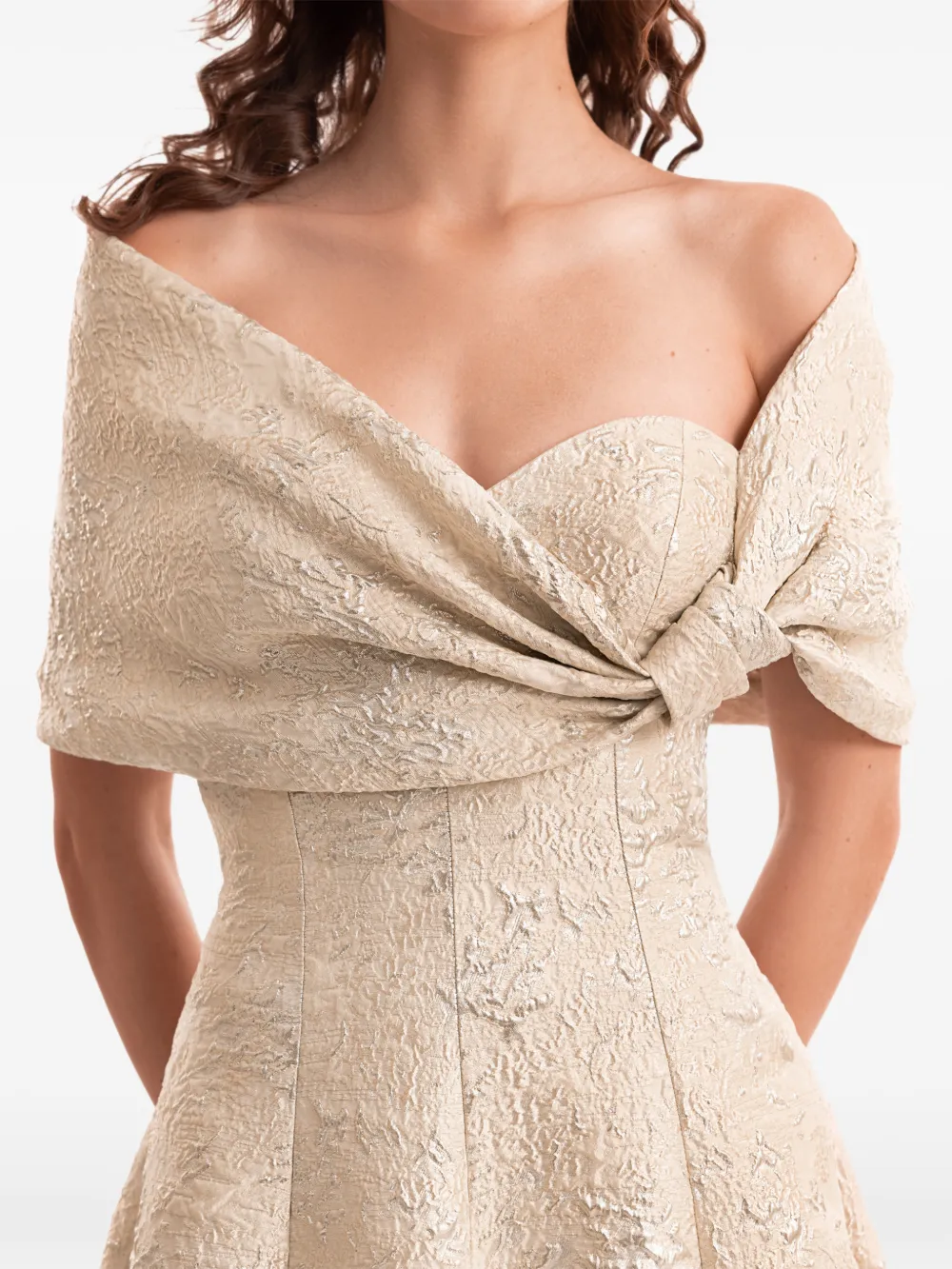 Gemy Maalouf Off-shoulder jurk met jacquard Beige