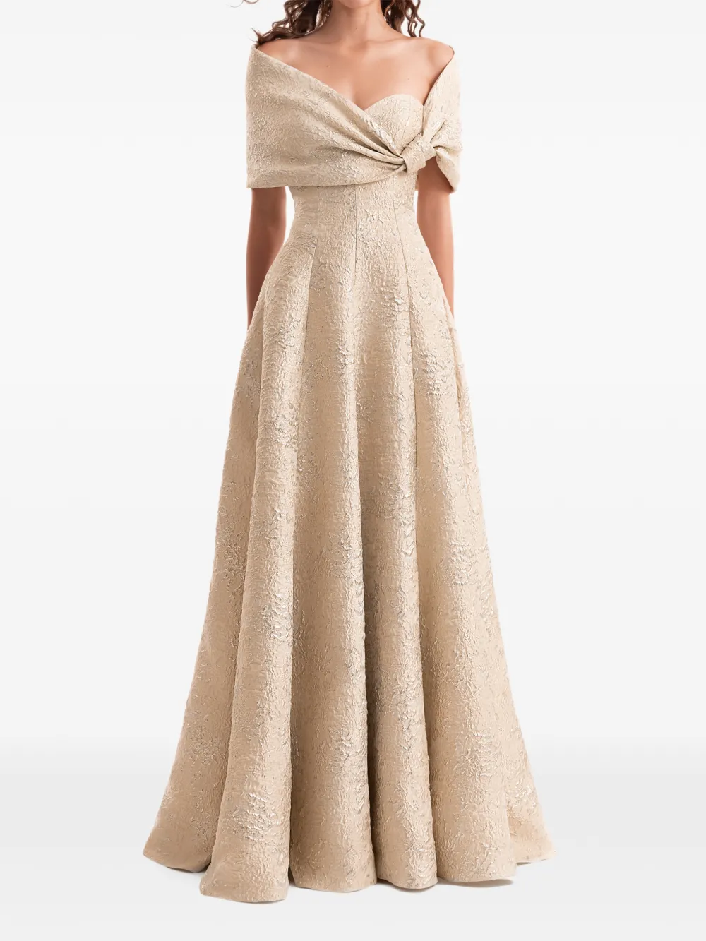 Gemy Maalouf Off-shoulder jurk met jacquard Beige