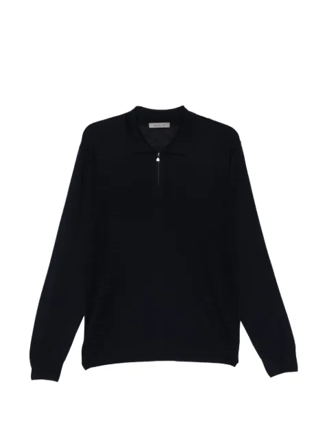 Corneliani zip knitted polo shirt 