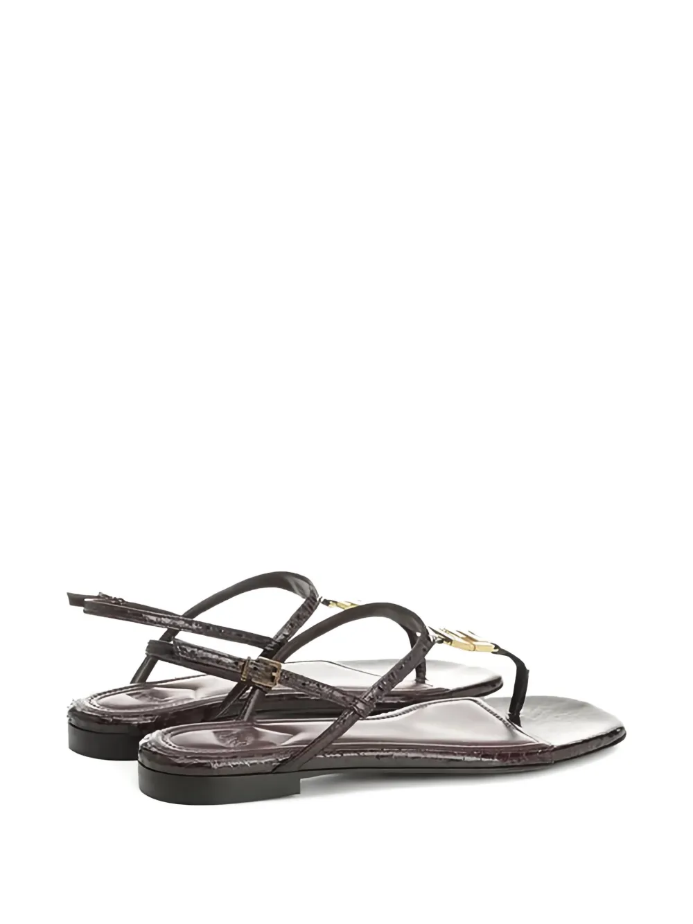 FENDI Fold leren sandalen met logodetail Bruin