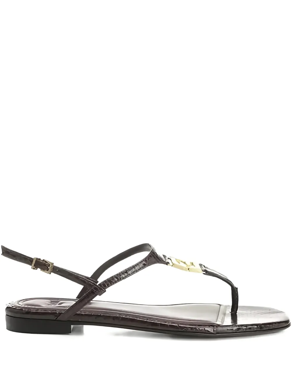 FENDI Fold leren sandalen met logodetail Bruin