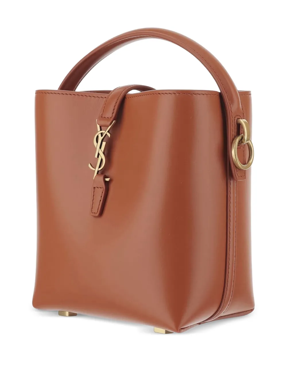 Saint Laurent Le 37 kleine bucket-tas met logoplakkaat Bruin