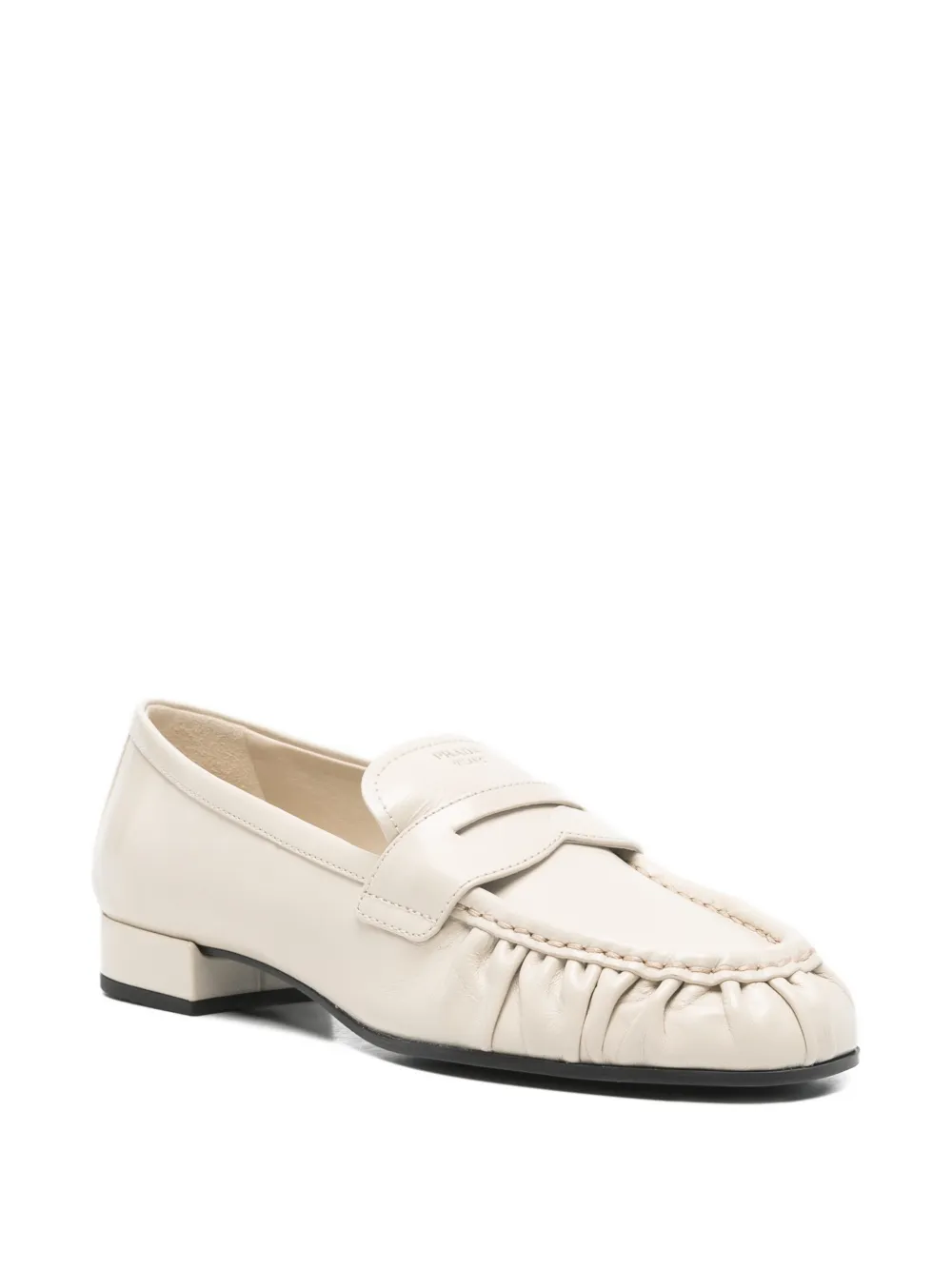 Prada ruched flat loafers - Beige