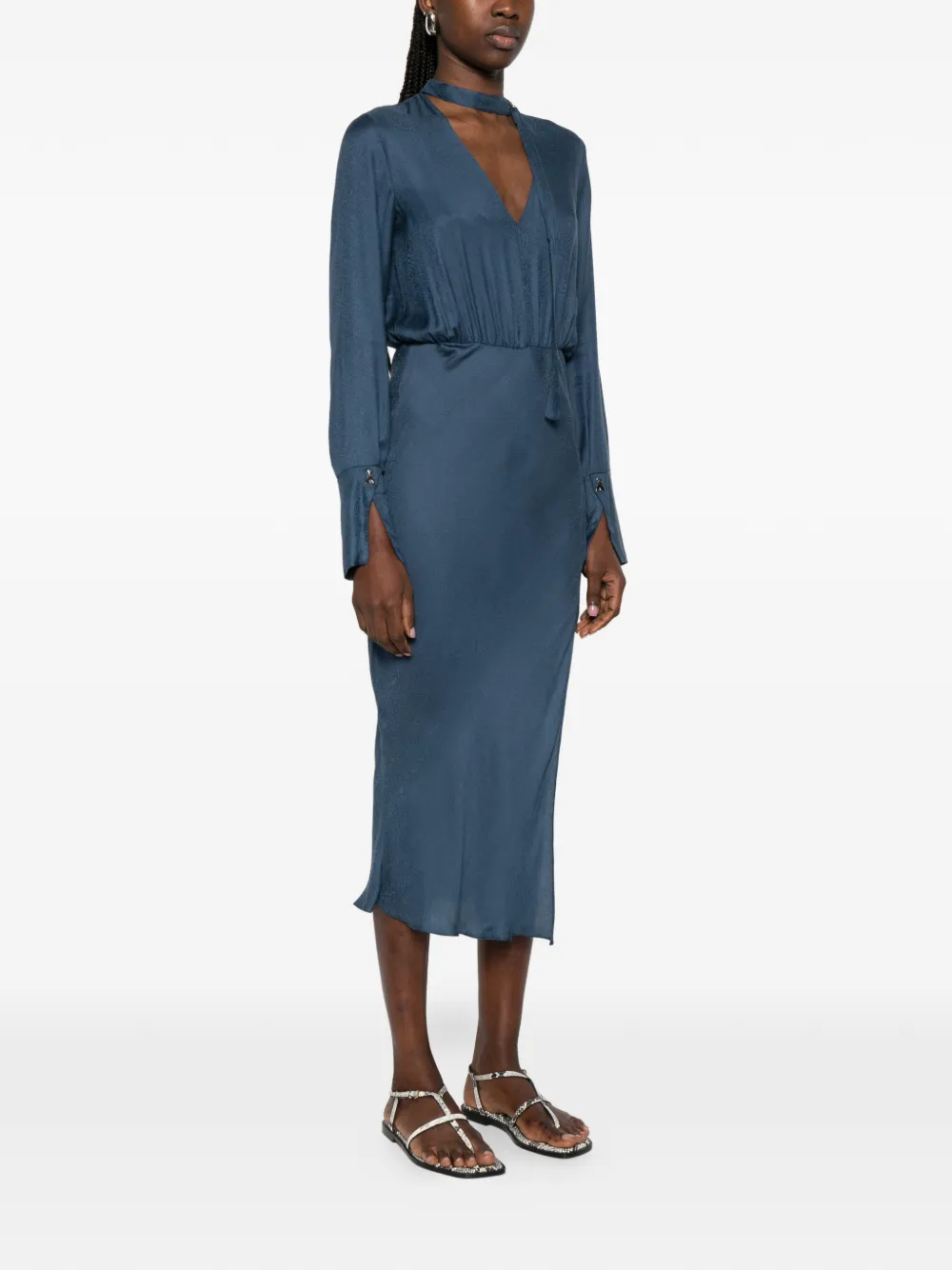 Patrizia Pepe Gedrapeerde midi-jurk Blauw