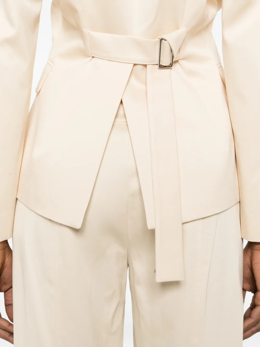 Patrizia Pepe Getailleerde blazer met ceintuur Beige