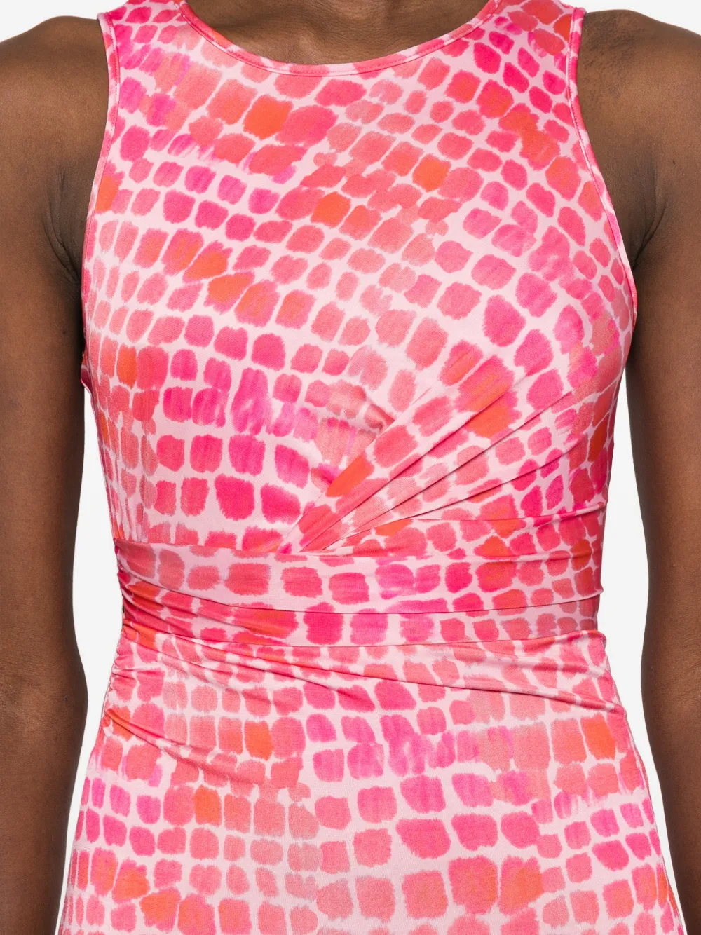 Patrizia Pepe Gedrapeerde midi-jurk met krokodillenprint Roze