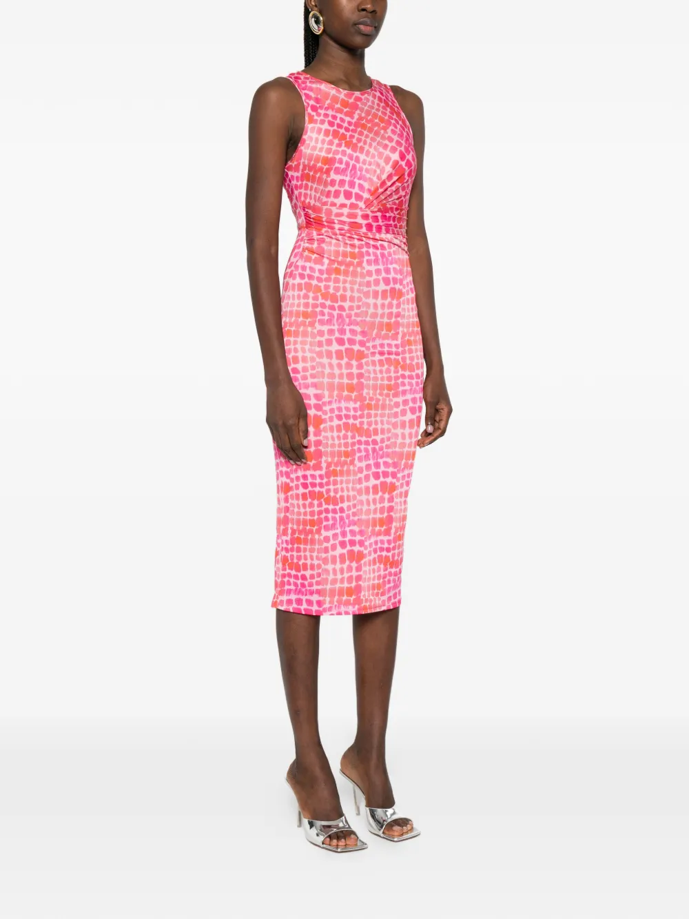 Patrizia Pepe Gedrapeerde midi-jurk met krokodillenprint Roze