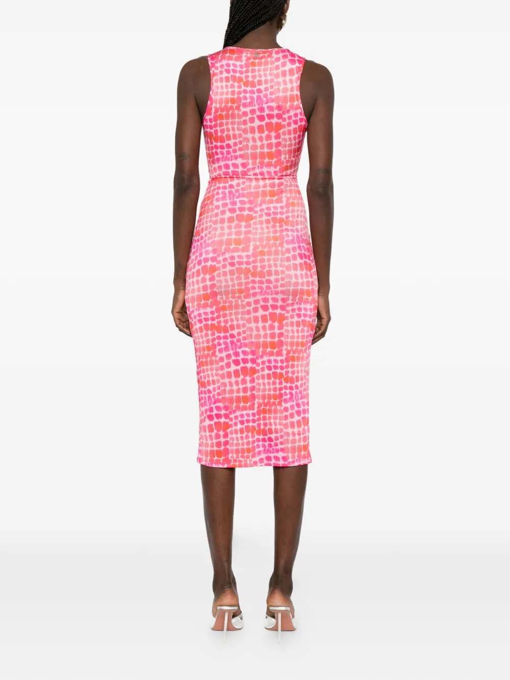Patrizia Pepe Gedrapeerde midi-jurk met krokodillenprint Roze