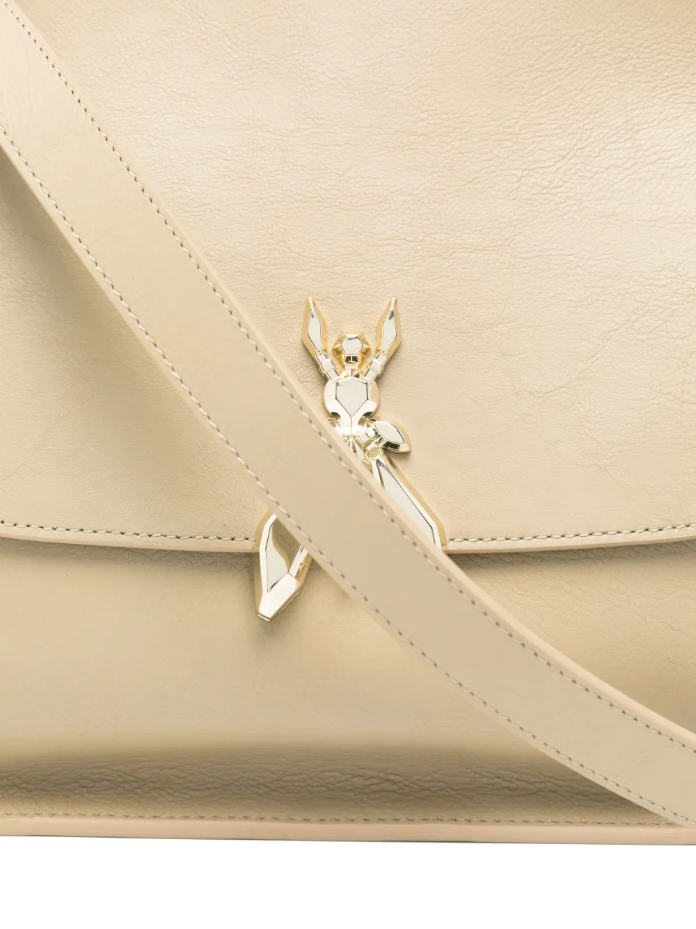 Patrizia Pepe Soft Essential Fly leren schoudertas Beige