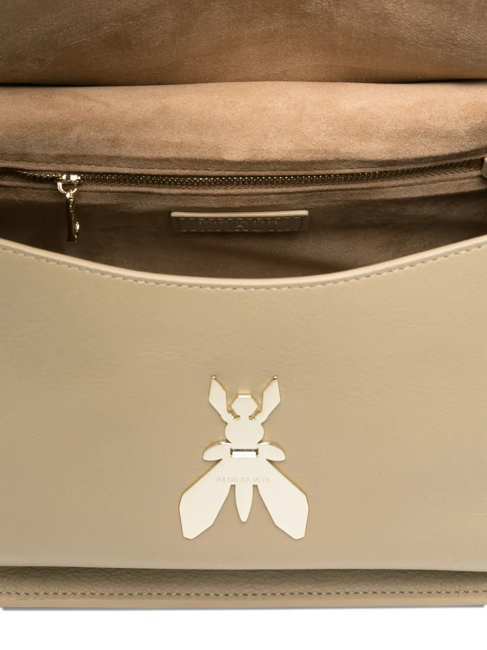 Patrizia Pepe Soft Essential Fly leren schoudertas Beige