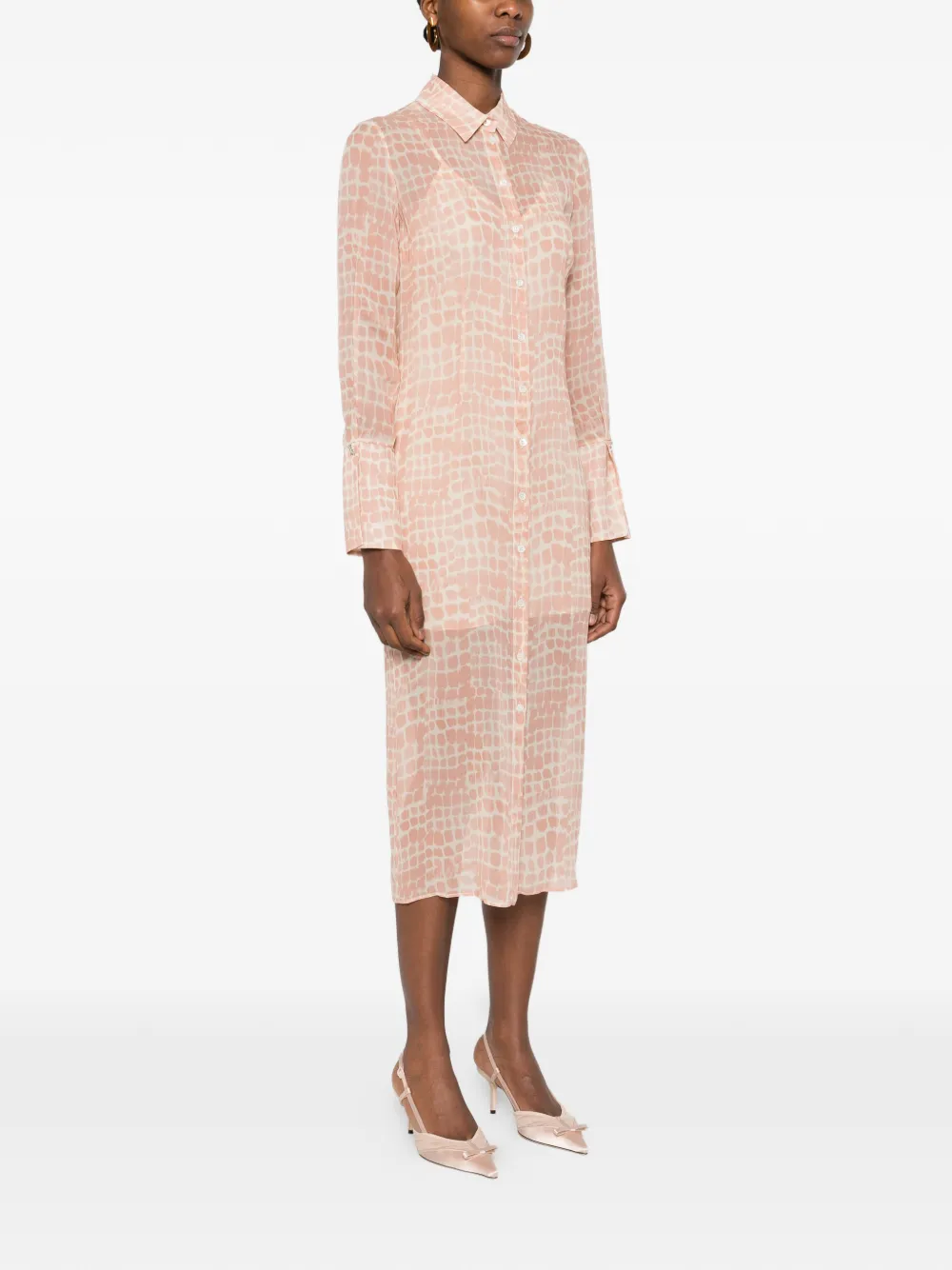 Patrizia Pepe Midi-blousejurk met krokodillenprint Roze