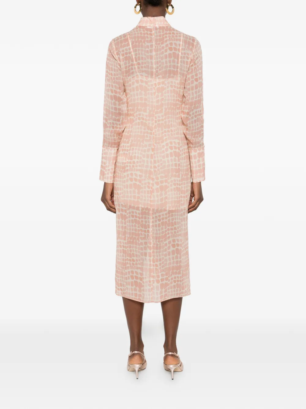 Patrizia Pepe Midi-blousejurk met krokodillenprint Roze