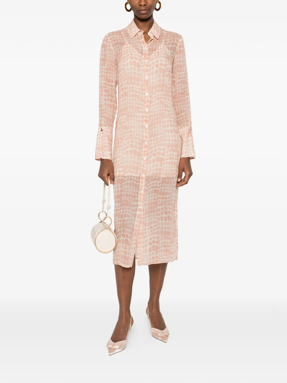 Patrizia Pepe Midi-blousejurk met krokodillenprint Roze