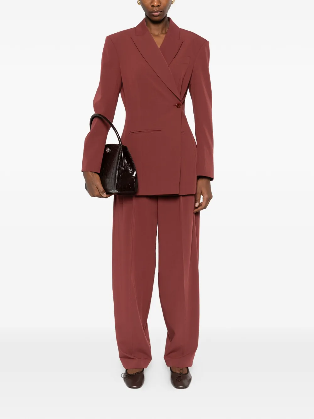  Patrizia Pepe Pleated Palazzo Pants - Red 
