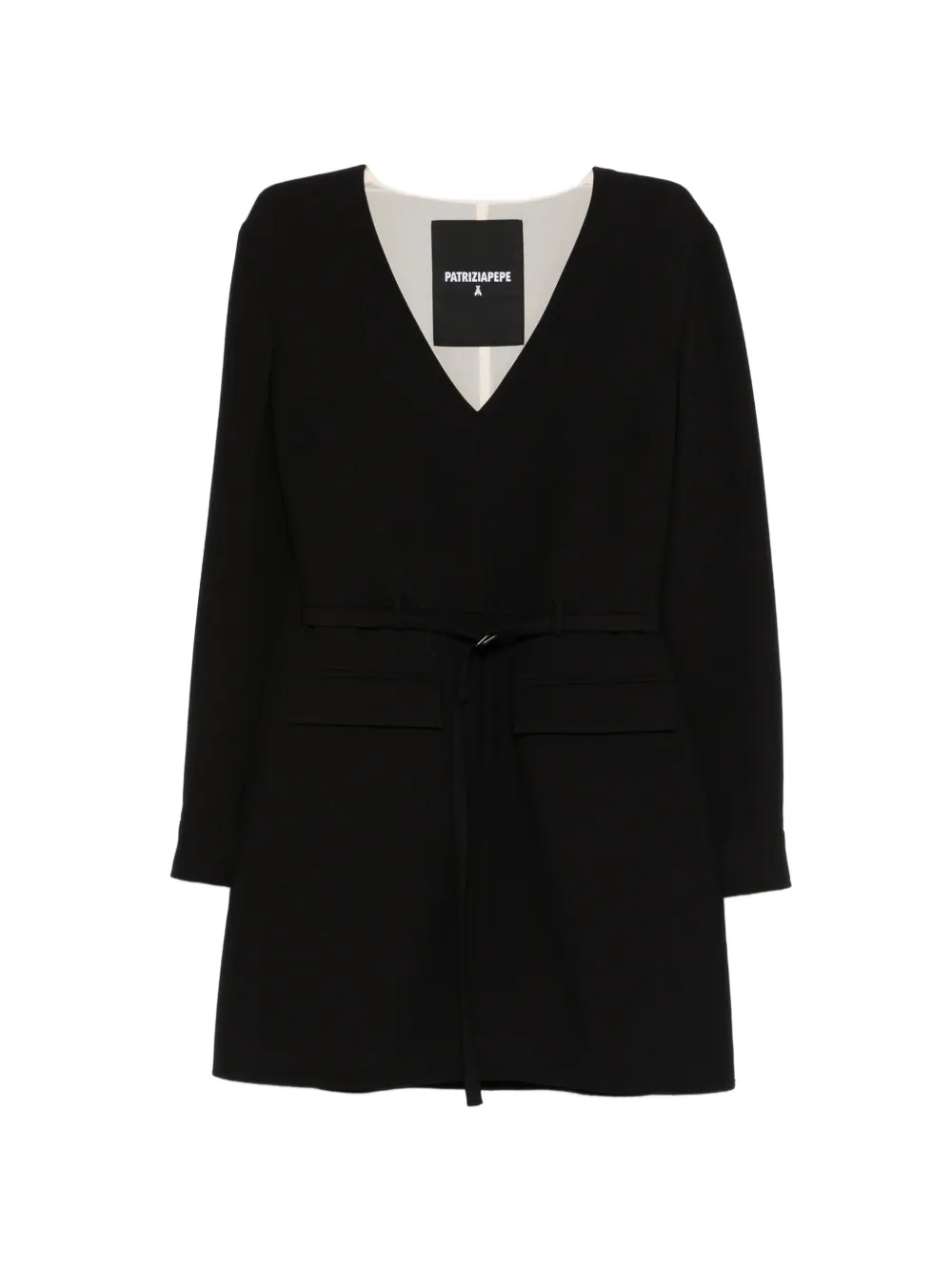 Patrizia Pepe V-neck belted mini dress - Nero