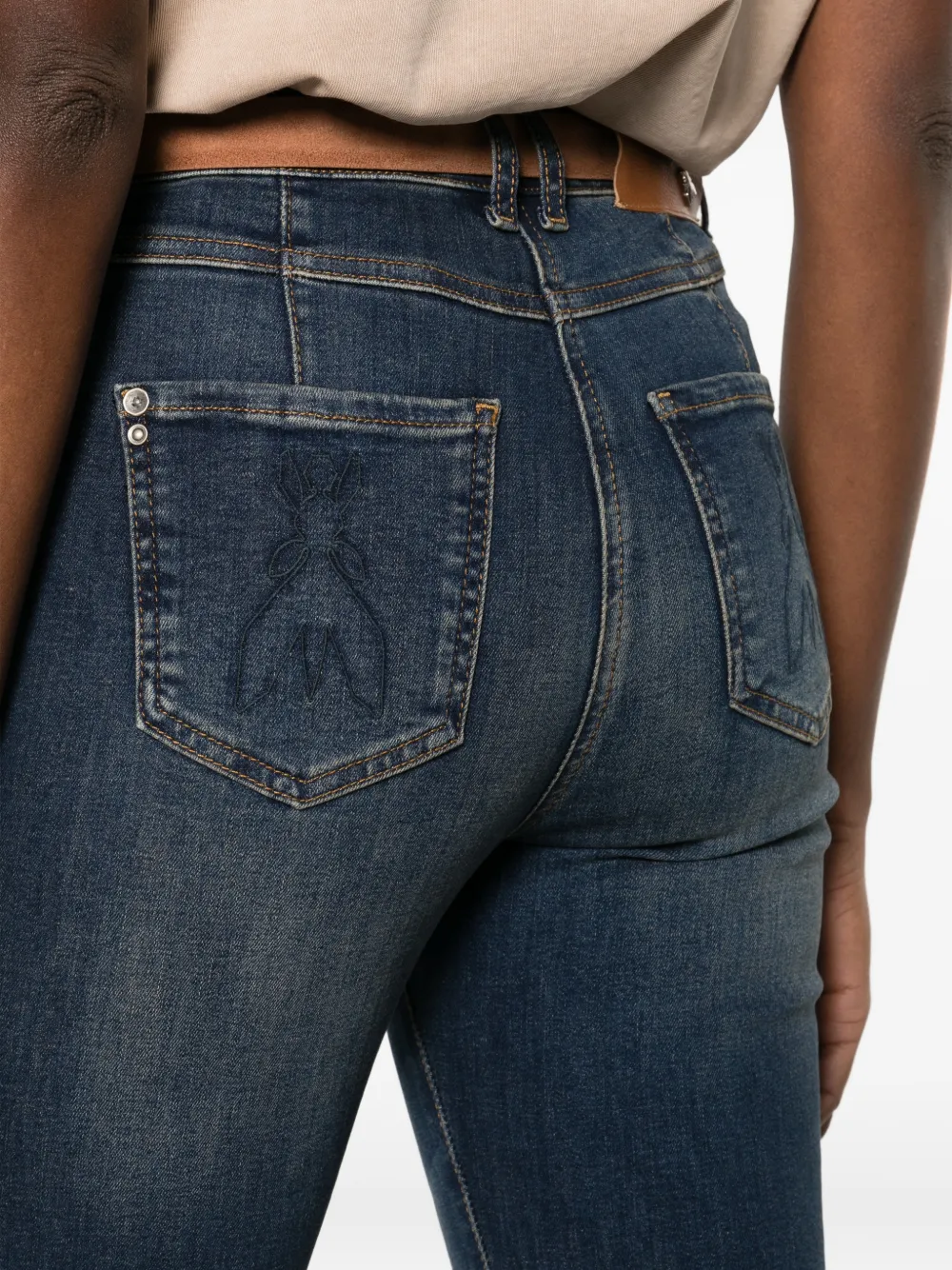 Patrizia Pepe Flared jeans met logoknoop Blauw