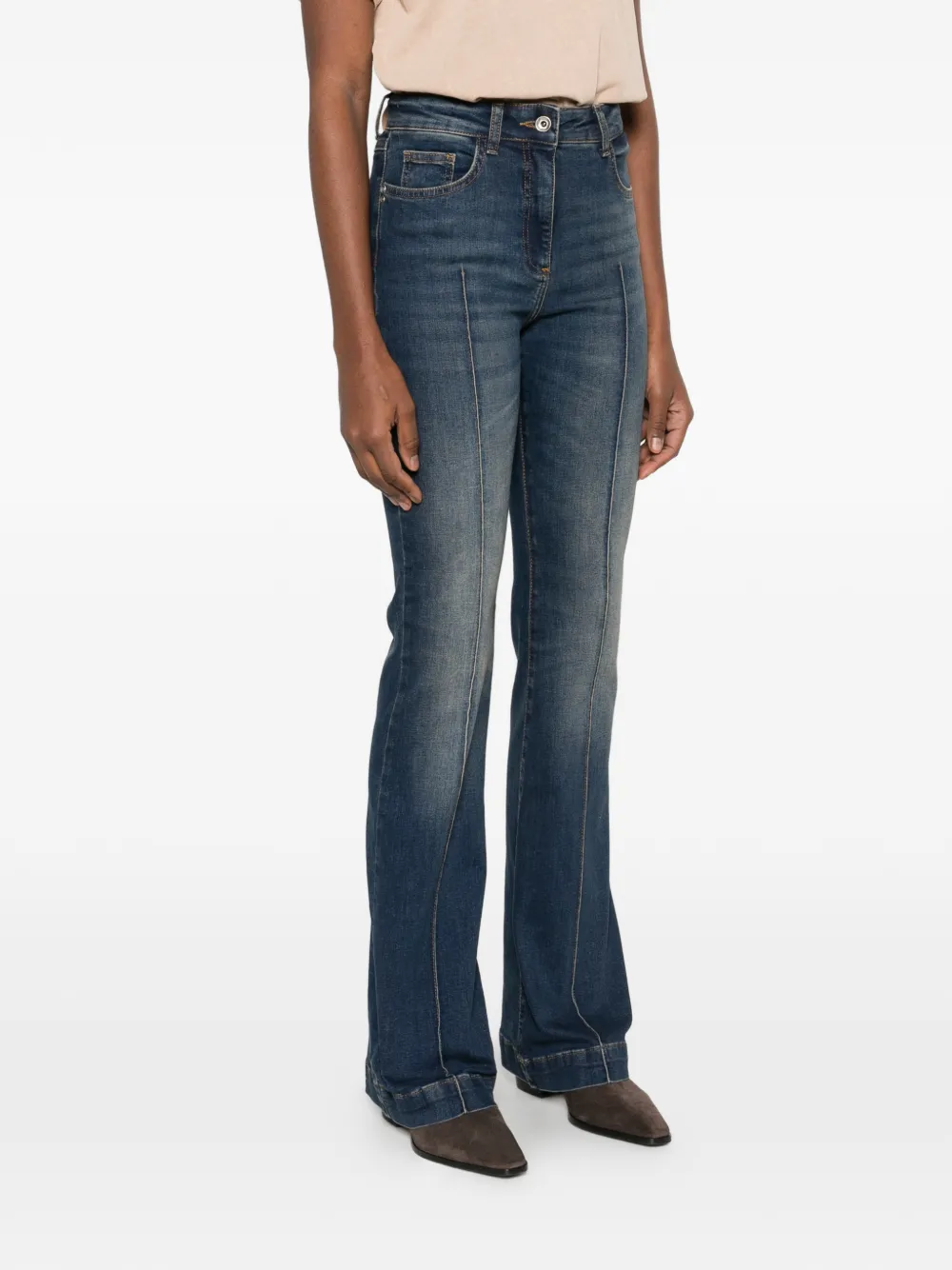 Patrizia Pepe Flared jeans met logoknoop Blauw