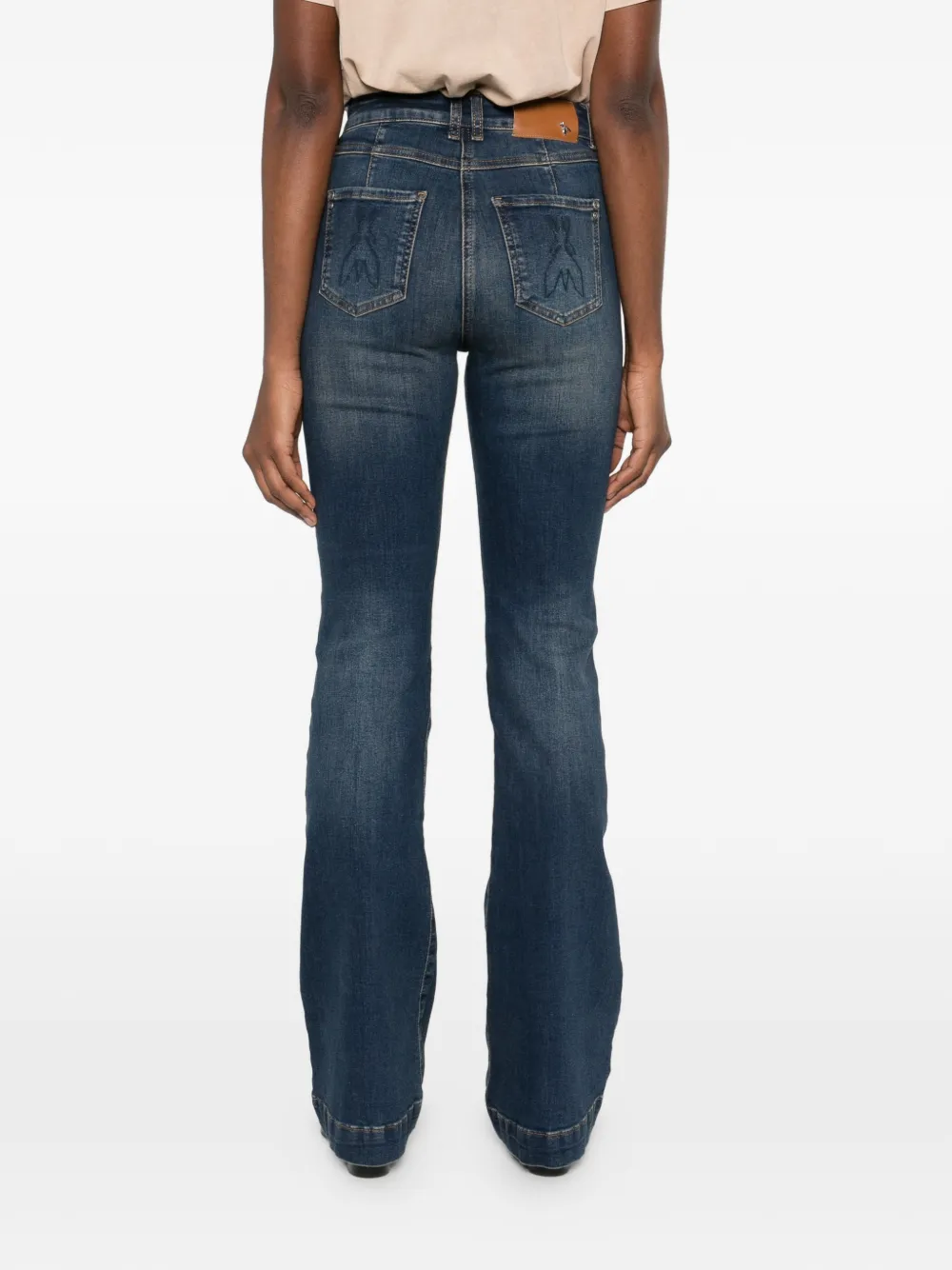 Patrizia Pepe Flared jeans met logoknoop Blauw