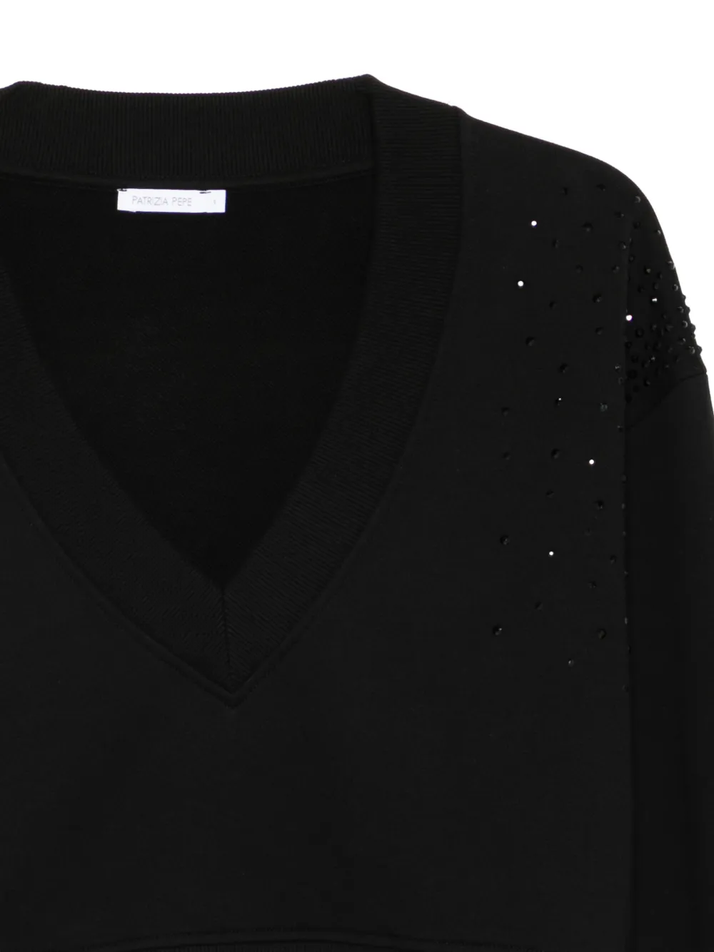 Patrizia Pepe Sweater met V-hals en stras Zwart