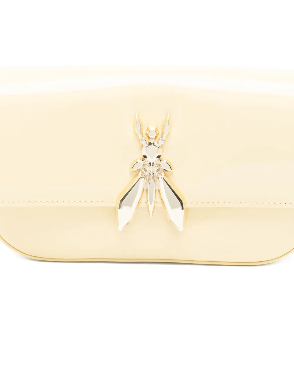 Patrizia Pepe Schoudertas van glanzend leer en logo Geel