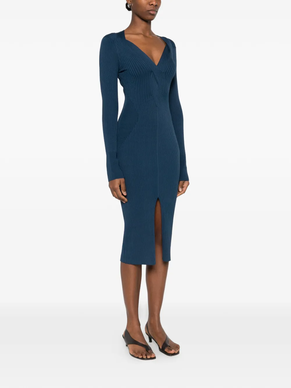 Crossover Knit Midi Dress