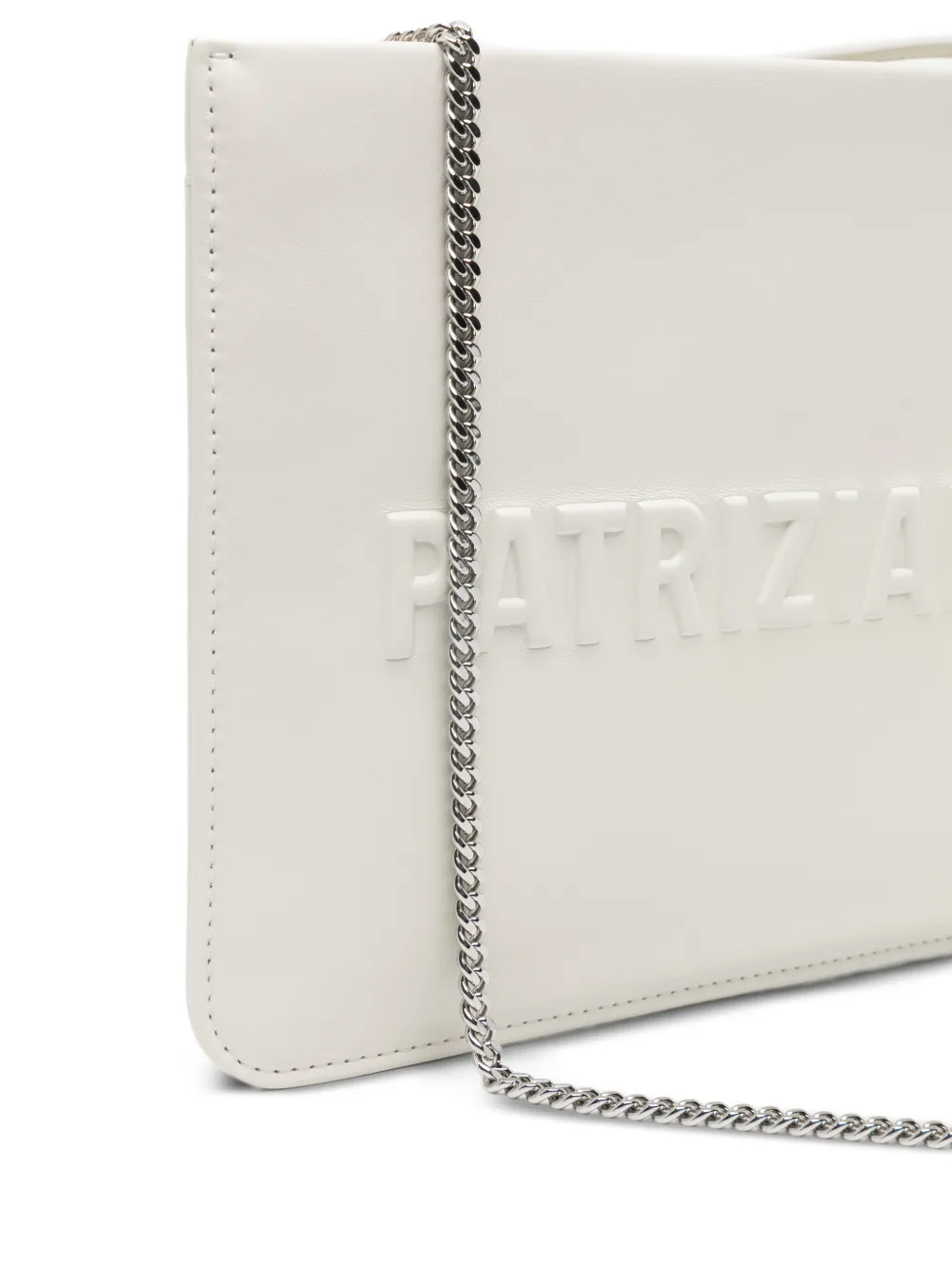 Patrizia Pepe (IM)PERFECTION leren clutch met logo-reliëf Wit