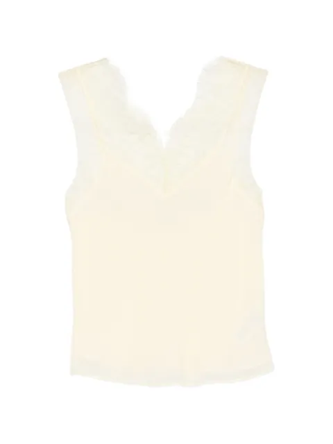 Patrizia Pepe top med blondedetalje og V-hals