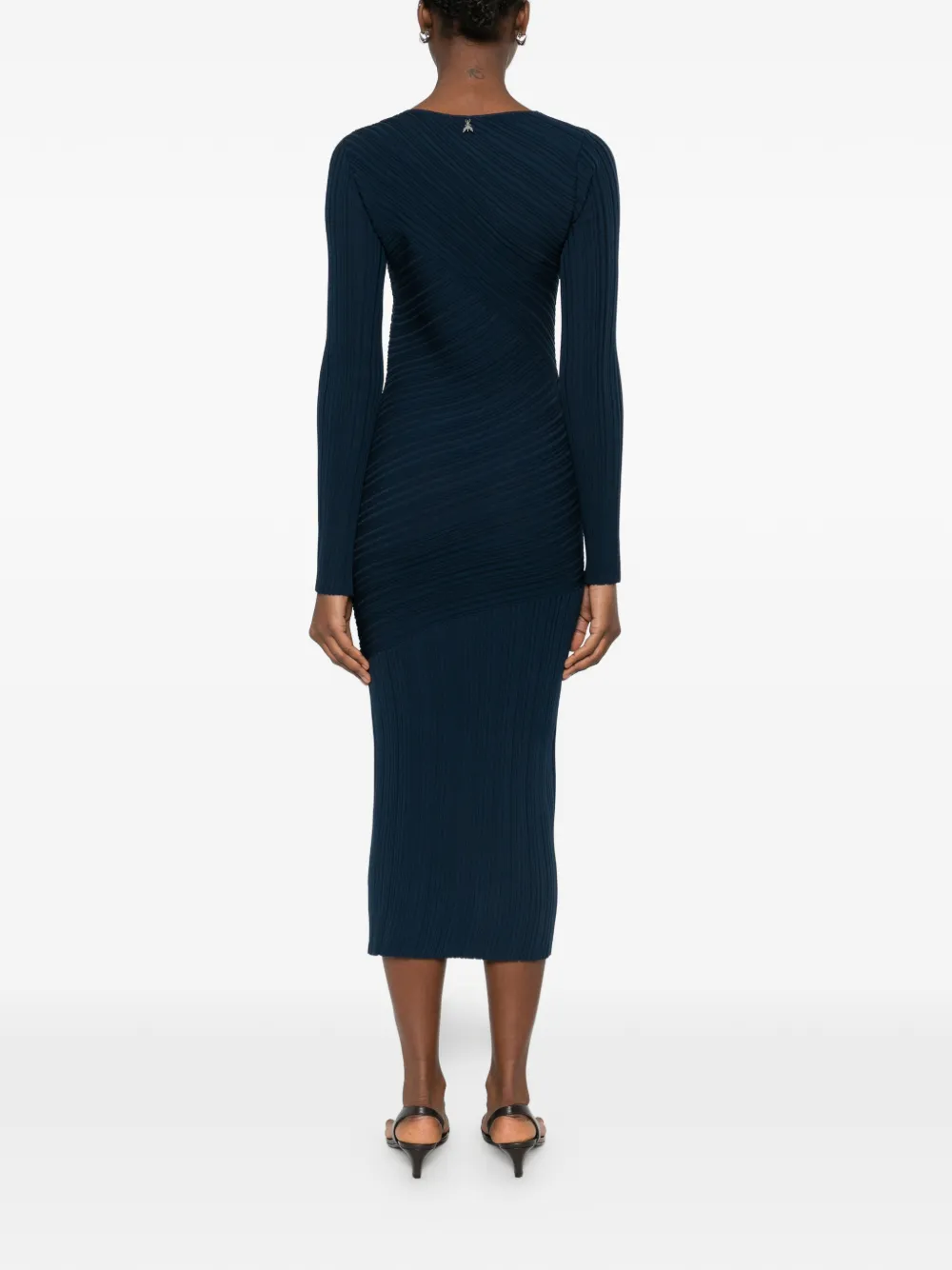 Patrizia Pepe Sculpturale gebreide midi-jurk Blauw