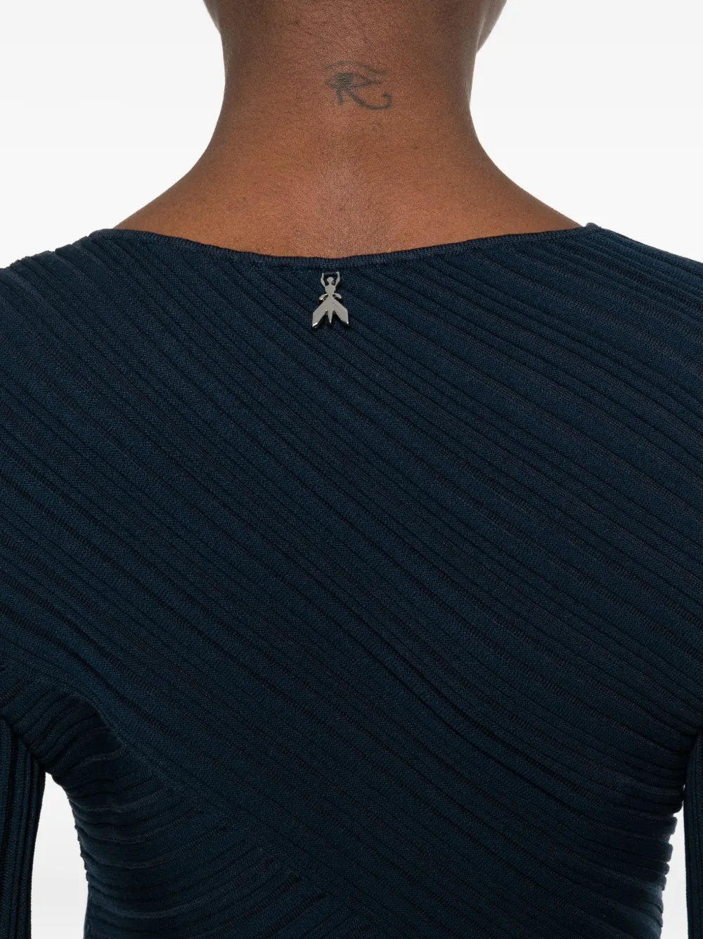 Patrizia Pepe Sculpturale gebreide midi-jurk Blauw