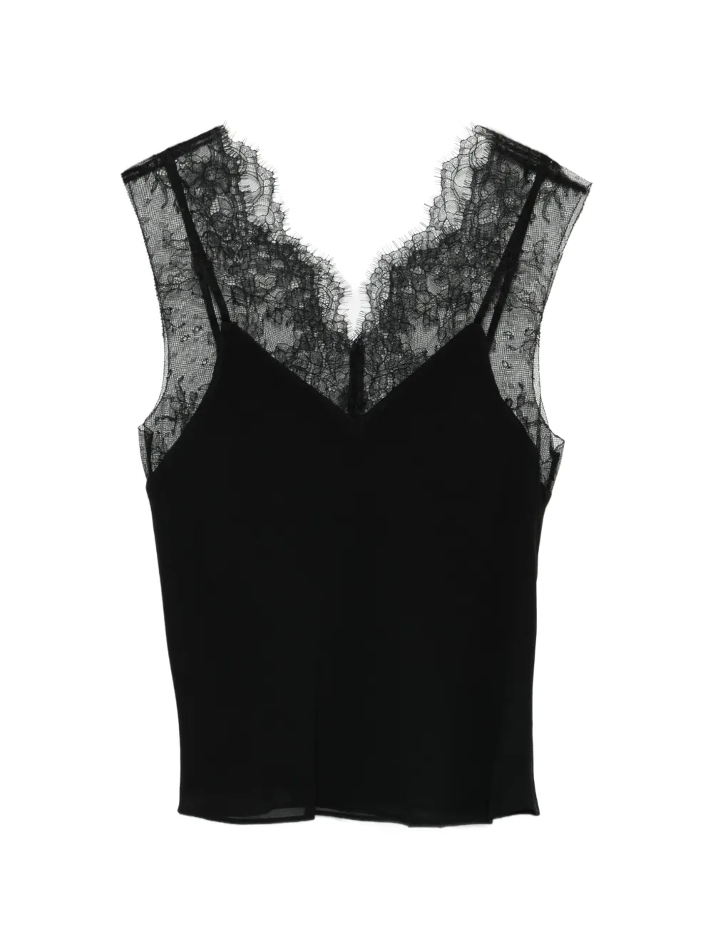 Patrizia Pepe lace-detail V-neck top - Nero