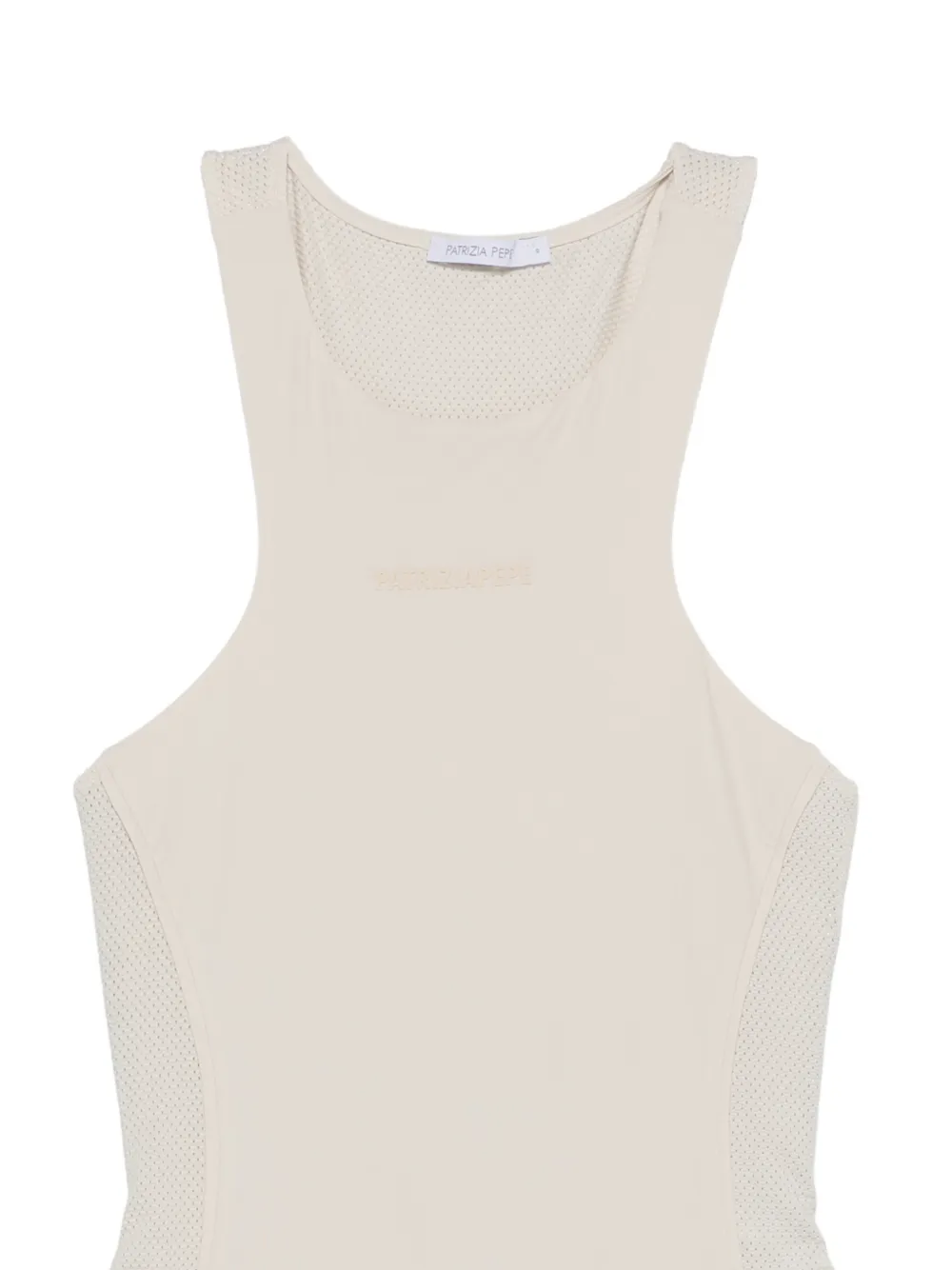 Patrizia Pepe Body met mesh vlak Beige
